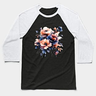 Indigo Whisper Floral Elegance Baseball T-Shirt